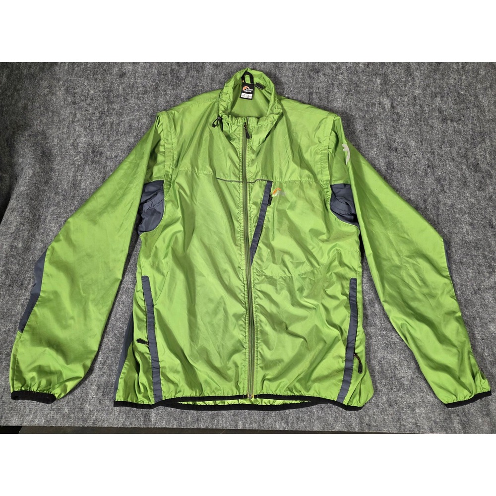 Mens XL Jacket Windbreaker Green Ripstop Lightweight Full Zip Lowe Alpine